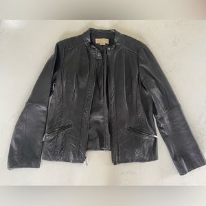 Michael Michael Kors Black Leather Coat Jacket Women’s Large